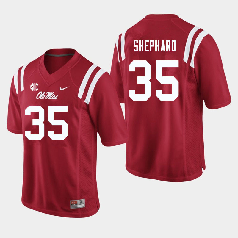 Men #35 Urriah Shephard Ole Miss Rebels College Football Jerseys Sale-Red